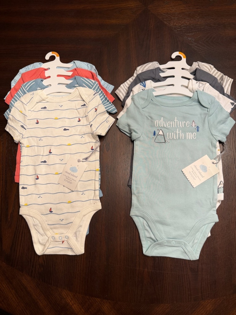 Cloud Island Baby Onesie Bundle 12M NWT – Two 4 Pack Short Sleeve Bodysuits